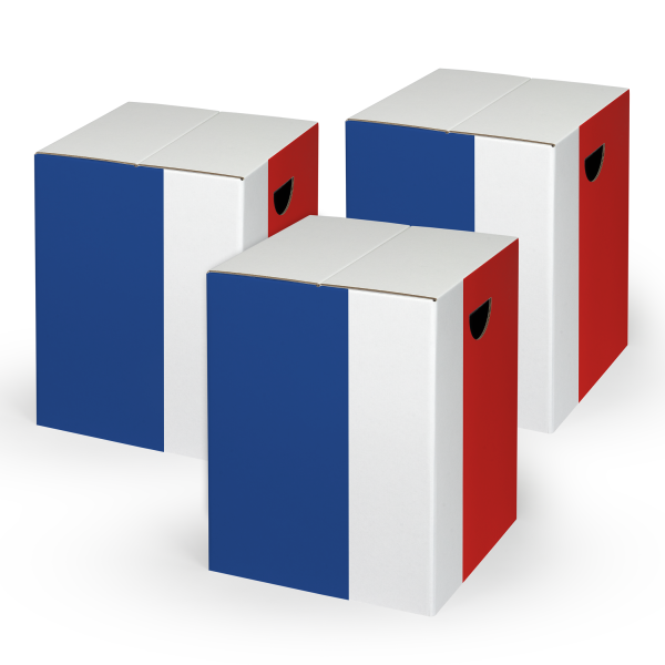 3er-Set Papphocker Basic - Frankreich-Design